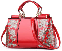 Load image into Gallery viewer, Metallic Studded Wine Top Handle Luxury Embroidered Handbag