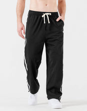 Load image into Gallery viewer, Men&#39;s Black Side Striped Comfy Knit Drawstring Sweatpants