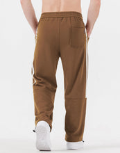 Load image into Gallery viewer, Men’s Comfy Knit Striped Brown Drawstring Sweatpants