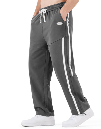 Men’s Grey Dark Grey Dual Striped Comfy Knit Drawstring Sweatpants