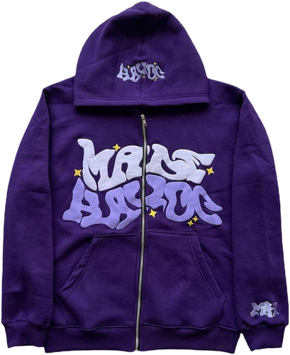 Men's Purple Casual Vintage Style Long Sleeve Hoodie