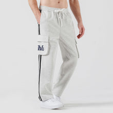 Load image into Gallery viewer, Men’s Grey M Striped Comfy Knit Drawstring Sweatpants