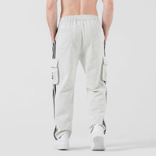 Load image into Gallery viewer, Men’s Grey M Striped Comfy Knit Drawstring Sweatpants