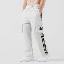Load image into Gallery viewer, Men’s Grey M Striped Comfy Knit Drawstring Sweatpants