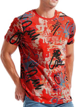 Load image into Gallery viewer, Men&#39;s Soft Cotton Grafitti Red Print Short Sleeve Shirt