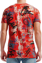 Load image into Gallery viewer, Men&#39;s Soft Cotton Grafitti Red Print Short Sleeve Shirt