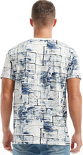 Load image into Gallery viewer, Men&#39;s Soft Cotton Blue/White Patchwork Short Sleeve Shirt