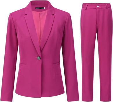 Corporate Chic Pink One Button Blazer & Pants Suit Set