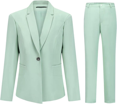 Corporate Chic Mint Green One Button Blazer & Pants Suit Set