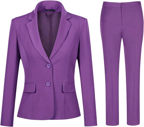 Corporate Chic Purple One Button Blazer & Pants Suit Set