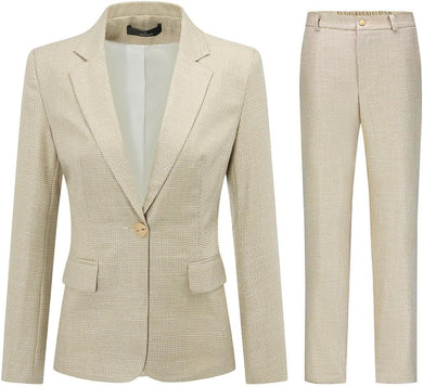Glitter Beige Women's 2pc Business Blazer & Pants Set