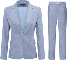Load image into Gallery viewer, Glitter Blue Women&#39;s 2pc Business Blazer &amp; Pants Set