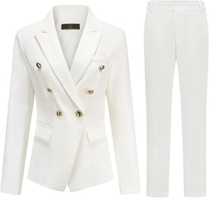 Yellow Double Breasted Women's 2pc Business Blazer & Pants Set