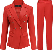 Load image into Gallery viewer, Red Double Breasted Women&#39;s 2pc Business Blazer &amp; Pants Set