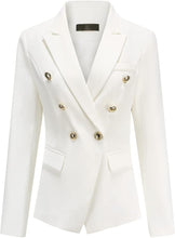 Load image into Gallery viewer, White Double Breasted Women&#39;s 2pc Business Blazer &amp; Pants Set