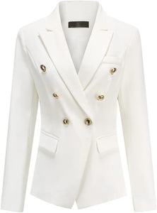 White Double Breasted Women's 2pc Business Blazer & Pants Set