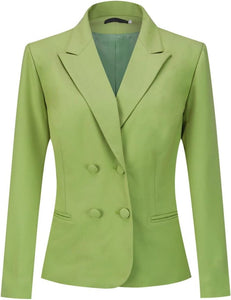Lime Green Double Breasted Women's 2pc Business Blazer & Pants Set