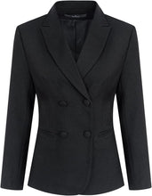 Load image into Gallery viewer, Black Double Breasted Women&#39;s 2pc Business Blazer &amp; Pants Set