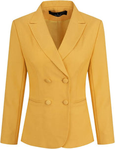 Yellow Double Breasted Women's 2pc Business Blazer & Pants Set