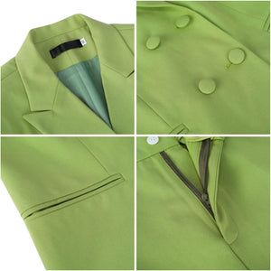 Lime Green Double Breasted Women's 2pc Business Blazer & Pants Set