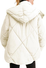 Load image into Gallery viewer, Black Quilted Hooded Long Sleeve Puffer Coat