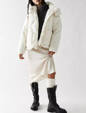 Load image into Gallery viewer, Beige Quilted Hooded Long Sleeve Puffer Coat