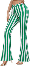 Load image into Gallery viewer, Denim High Waist Green &amp; White Striped Pants