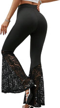 Load image into Gallery viewer, Black Knit Lace High Waist Flare Pants
