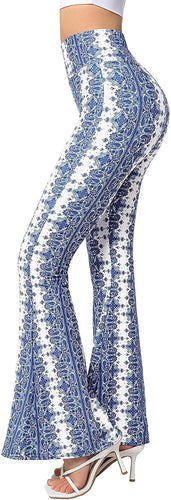 Paisley Printed Blue High Waist Flare Pants