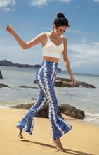 Load image into Gallery viewer, Paisley Printed Blue High Waist Flare Pants
