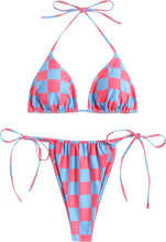 Load image into Gallery viewer, Beach Style Green Checkered Tie 2pc Bikini Swimwear Set