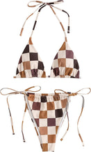 Load image into Gallery viewer, Beach Style Pink/Green Checkered Tie 2pc Bikini Swimwear Set