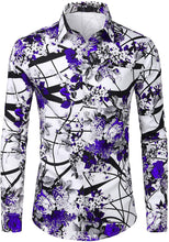 Load image into Gallery viewer, Men&#39;s White &amp; Red Floral Slim Fit Long Sleeve Cotton Shirt