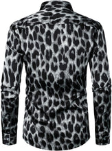 Load image into Gallery viewer, Men&#39;s Luxury Satin Printed Zebra Print Long Sleeve Dress Shirt