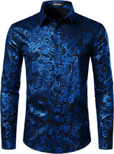 Load image into Gallery viewer, Men&#39;s Pink Paisley Slim Fit Long Sleeve Dress Shirt