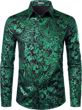 Load image into Gallery viewer, Men&#39;s Pink Paisley Slim Fit Long Sleeve Dress Shirt