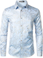 Load image into Gallery viewer, Men&#39;s Pink Paisley Slim Fit Long Sleeve Dress Shirt