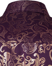 Load image into Gallery viewer, Men&#39;s Black Multicolor Paisley Slim Fit Long Sleeve Dress Shirt
