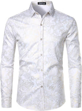 Load image into Gallery viewer, Men&#39;s Black Multicolor Paisley Slim Fit Long Sleeve Dress Shirt