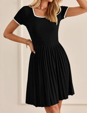 Load image into Gallery viewer, Tennis Chic Pleated Polo Black Short Sleeve Mini Dress