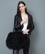 Load image into Gallery viewer, Mongolian Black Luxury Wool Fur Handbag