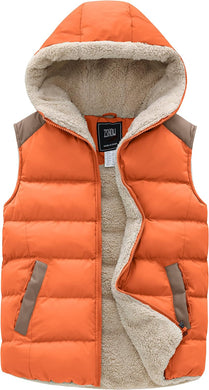 Soft Fleece Orange Winter Puffer Sleeveless Vest