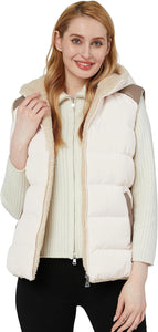 Soft Fleece Cream Winter Puffer Sleeveless Vest