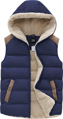 Soft Fleece Dark Blue Winter Puffer Sleeveless Vest