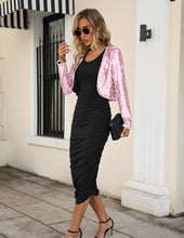 Load image into Gallery viewer, Glitter Sparkle Pink Long Sleeve Sequin Blazer Crop Jacket
