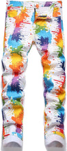 Load image into Gallery viewer, Men&#39;s Denim Paint Splatter Colorful Distressed Jeans