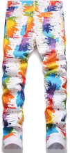 Load image into Gallery viewer, Men&#39;s Denim Paint Splatter Colorful Distressed Jeans