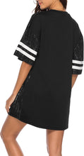 Load image into Gallery viewer, Plus Size Varsity Black Sequin Short Sleeve Dress