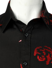 Load image into Gallery viewer, Men&#39;s Black Red Floral Short Sleeve Button Down Shirt