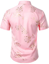 Load image into Gallery viewer, Men&#39;s Pink Floral Short Sleeve Button Down Shirt